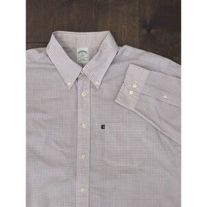 Brooks Brothers 346 Slim Fit Dress Shirt Mens Pink Plaid Check Size XL Button Up